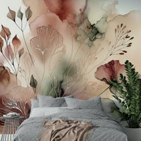 Natures Whisper Wall Mural installed in a nursery with light oak crib.