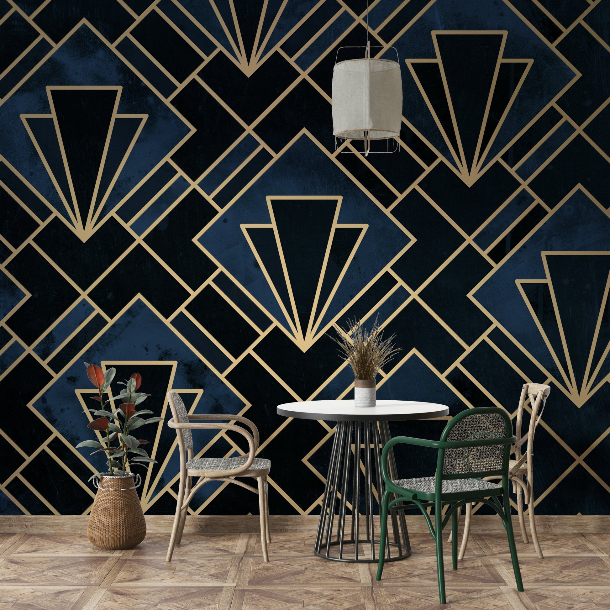 Art Deco-inspired mosaic mural adding luxury to any room

