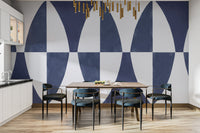 Stylish navy blue geometric print wallpaper for home
