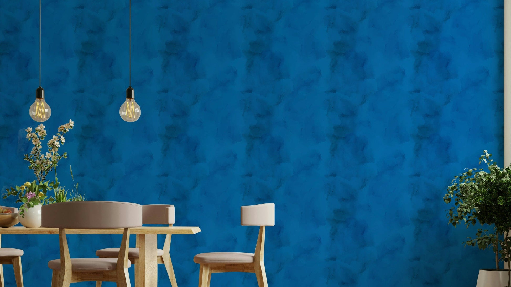 Midnight Bloom Blues dark wallpaper for walls

