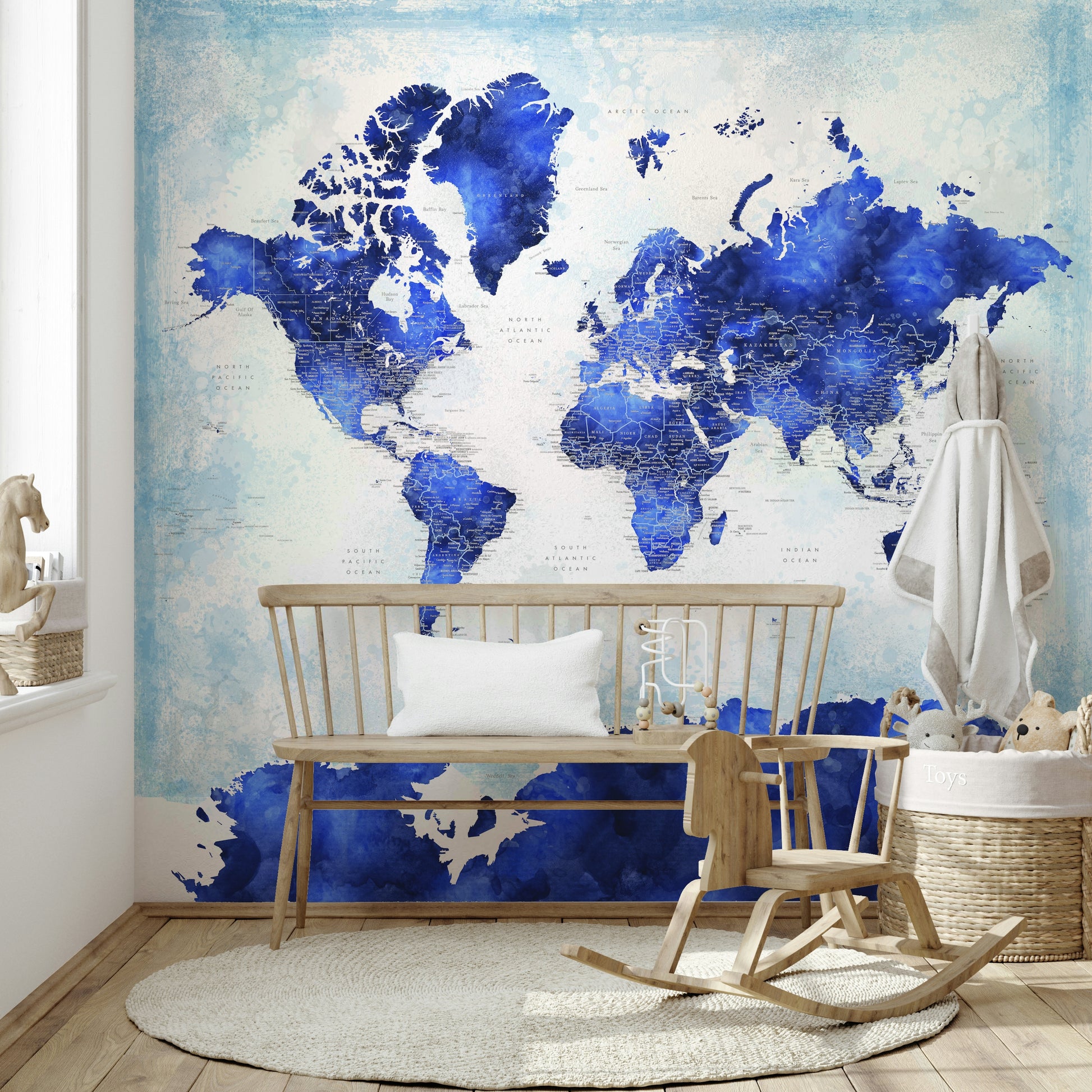 Artistic navy map wallpaper for home offices

