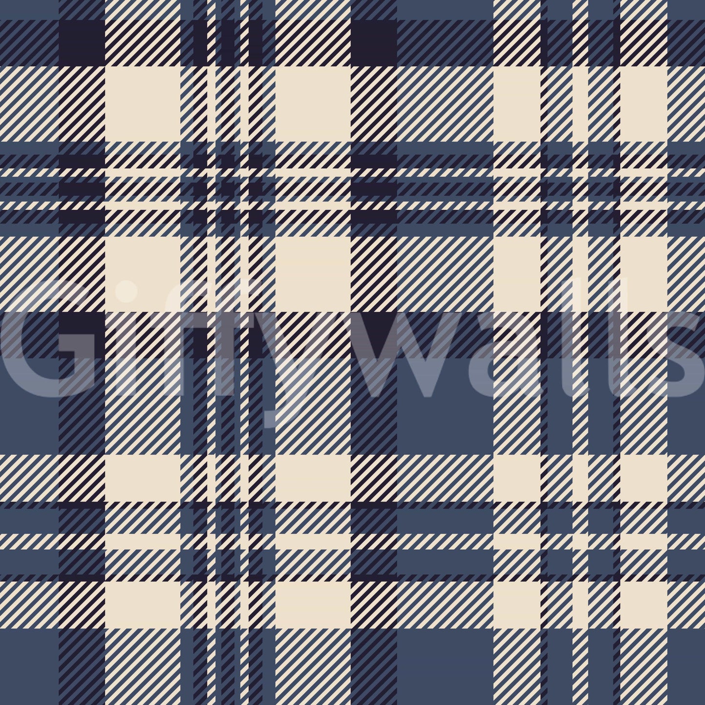 Navy Tartan Checks Wallpaper⁠