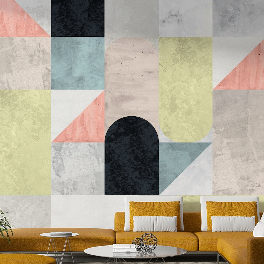 Modern wall mural with shapes

