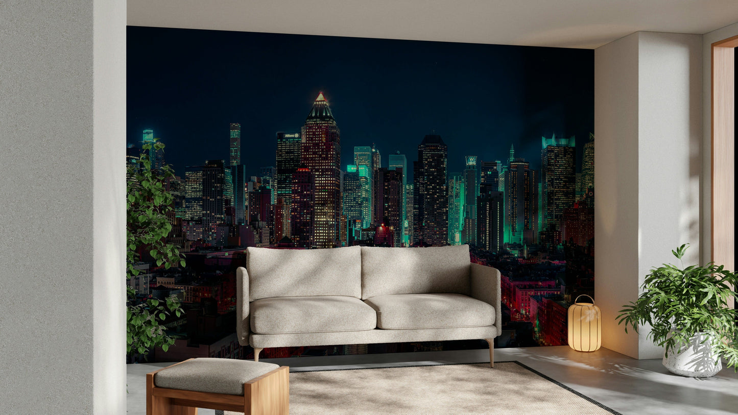 Neon City Nights Wall Mural