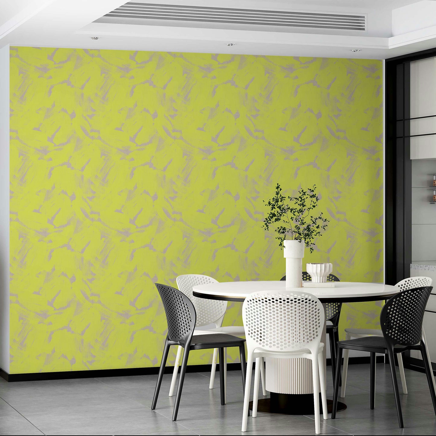 Neon Yellow  Abstract Brushstroke Wallpaper⁠