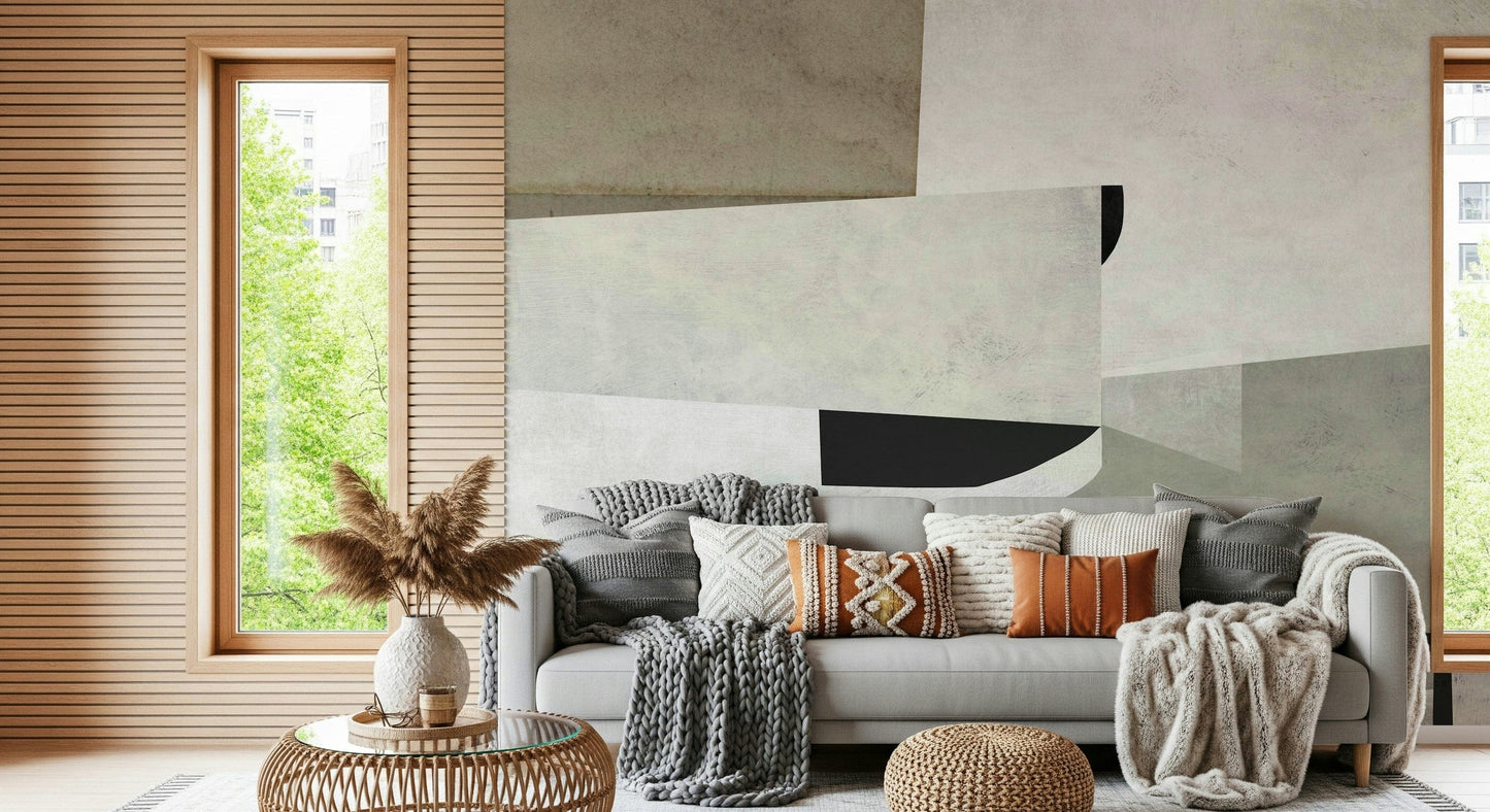 A beautiful modern art wall mural for a living room.