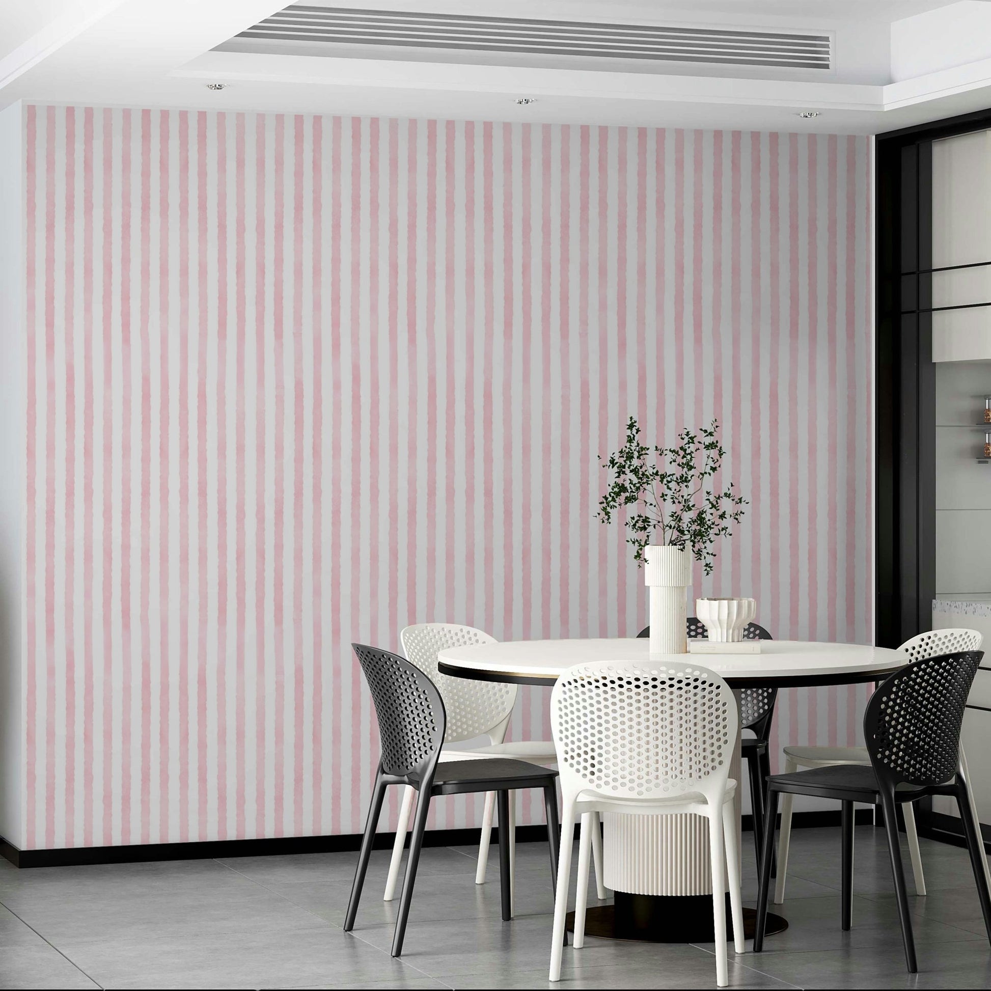 Watercolor stripe mural for nursery walls
