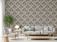 Neutral Bloom Rustic Grey white oil painted Pattern Wallpaper⁠