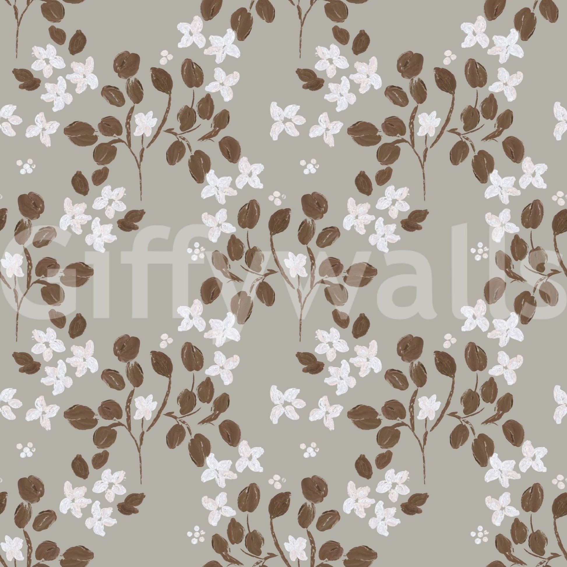 Neutral Bloom Rustic Grey white oil painted Pattern Wallpaper⁠