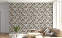Neutral Bloom Rustic Grey white oil painted Pattern Wallpaper⁠