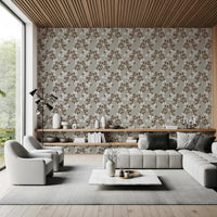Neutral Bloom Rustic Grey white oil painted Pattern Wallpaper⁠