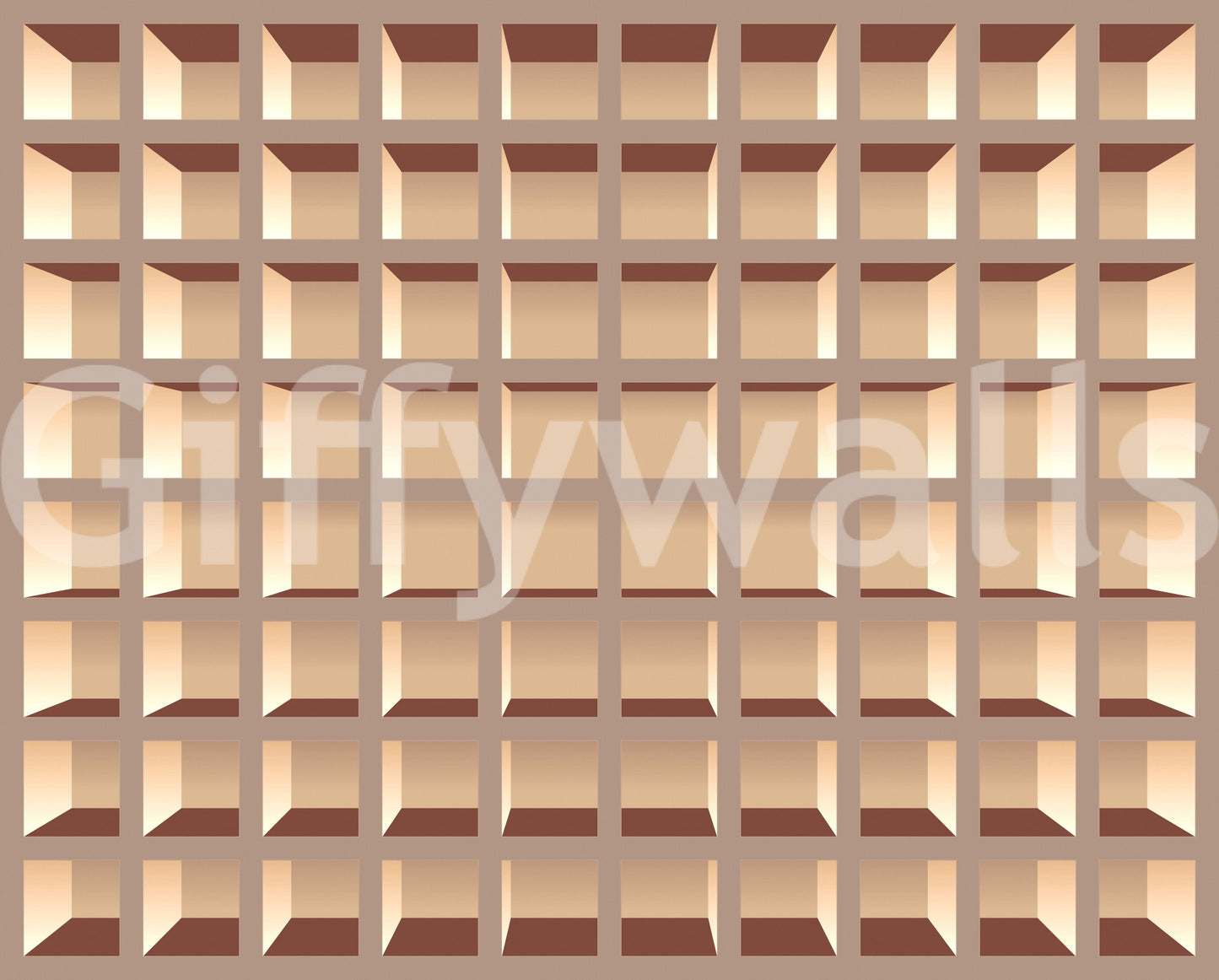 Neutral library bookcase mural for bedroom corner, soft beige tones