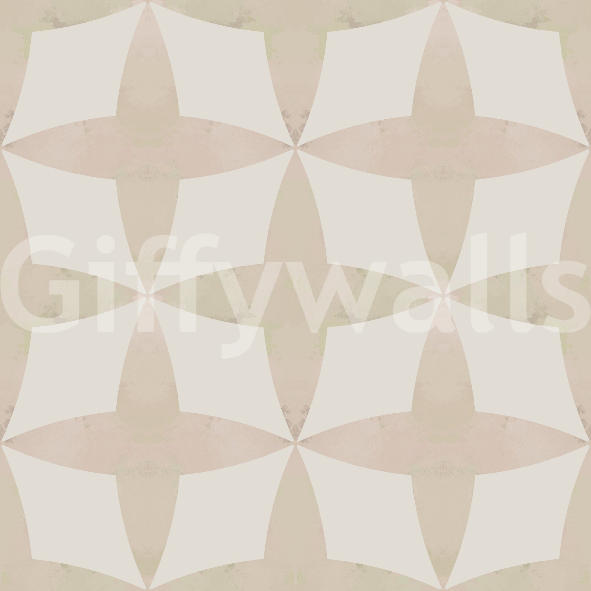 Pale tan and bone geometric wallpaper, sophisticated interior choice.