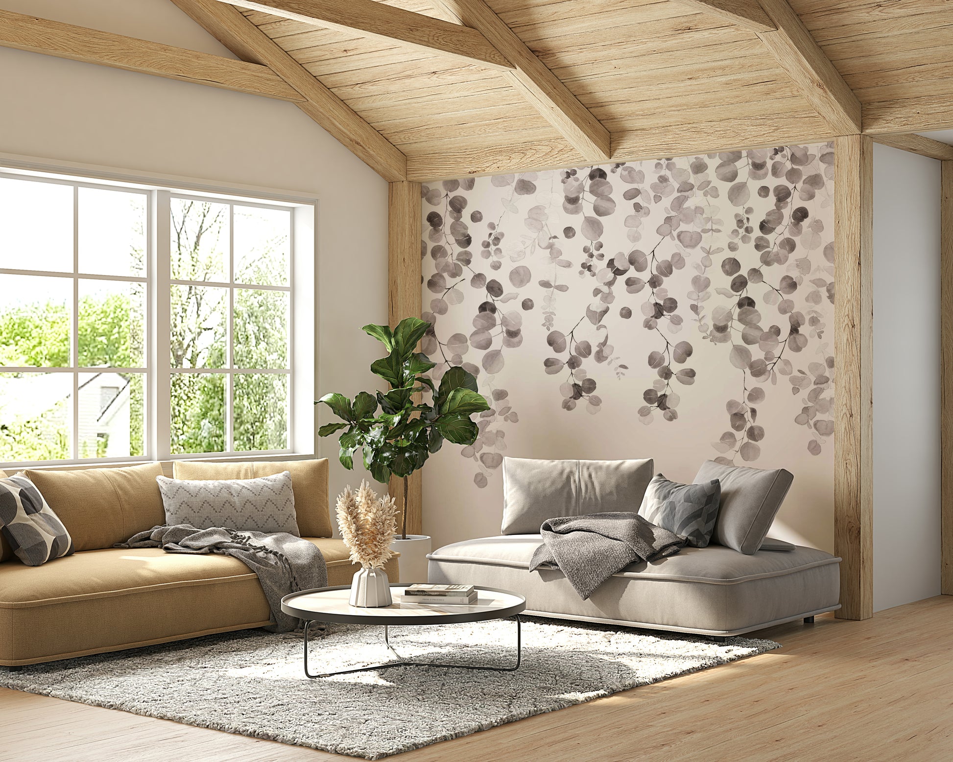 Minimalist eucalyptus leaf wall print

