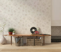 Calming Neutral Flora Cloud Dancer White wallpaper mural decor.