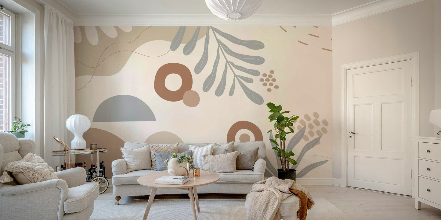 The colors are soft and gentle, with pale grays, beiges, and muted tones.

