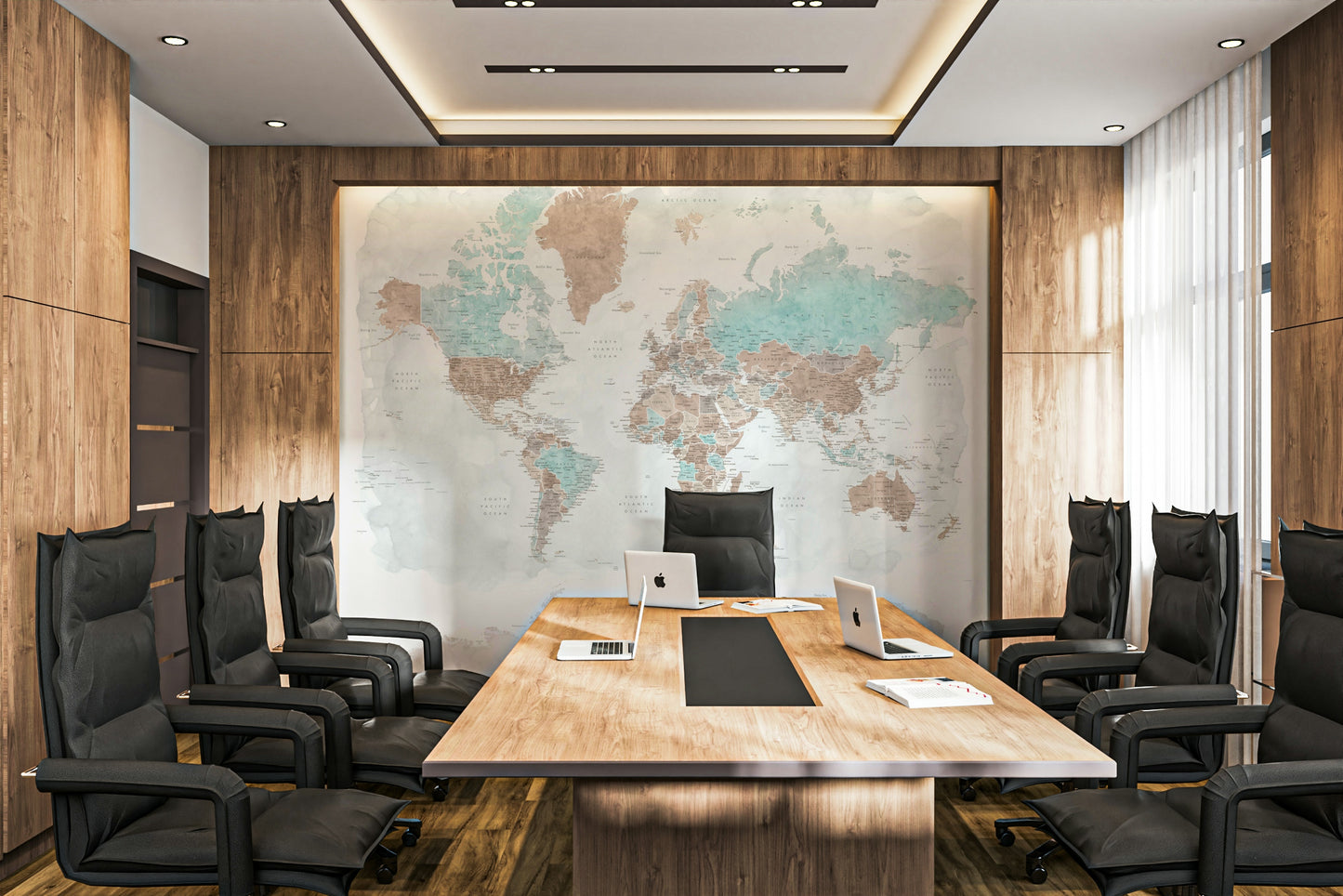 Neutral Watercolor World Map Wallpaper