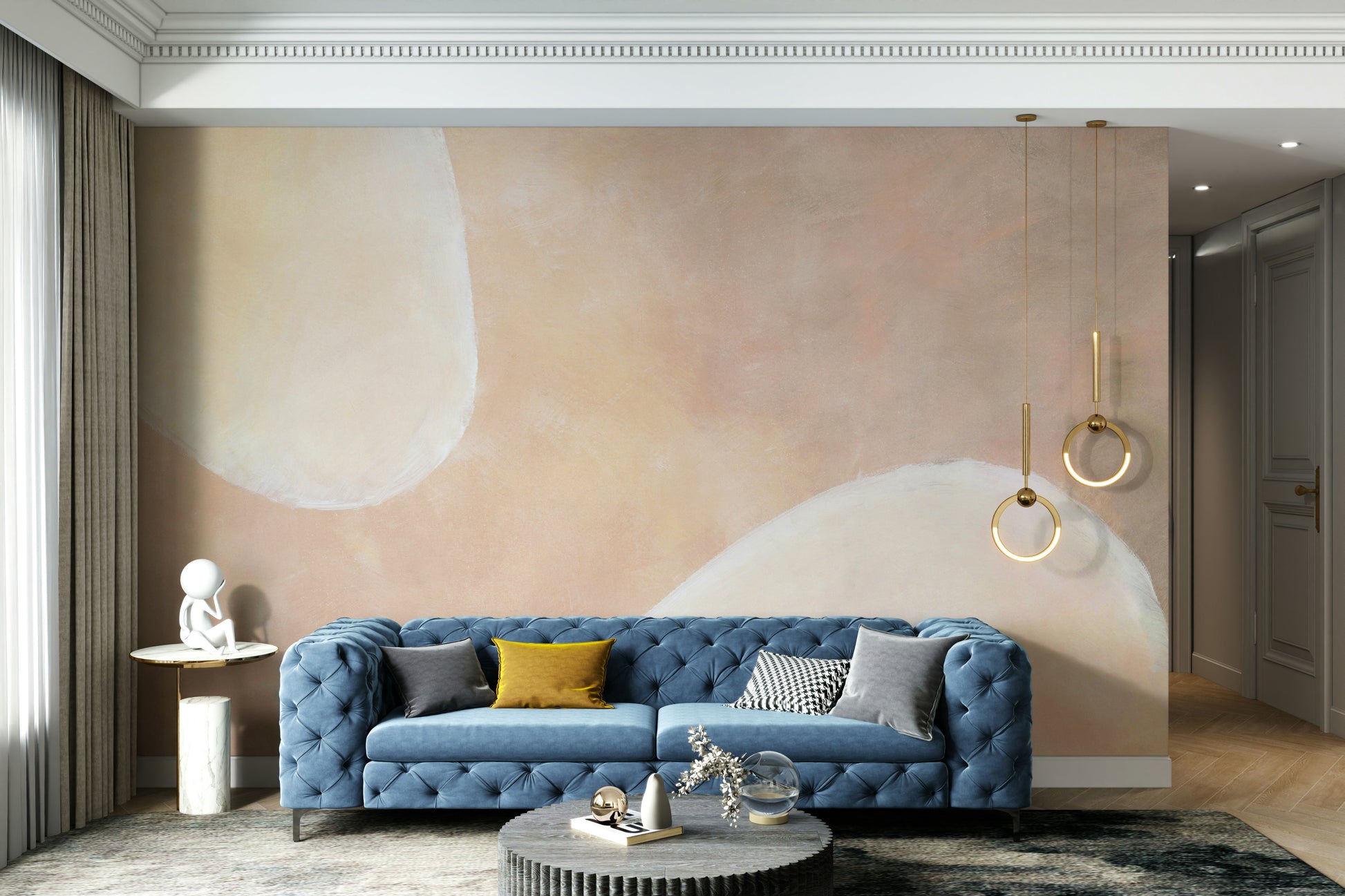 Calm mist wallpaper in earth tones

