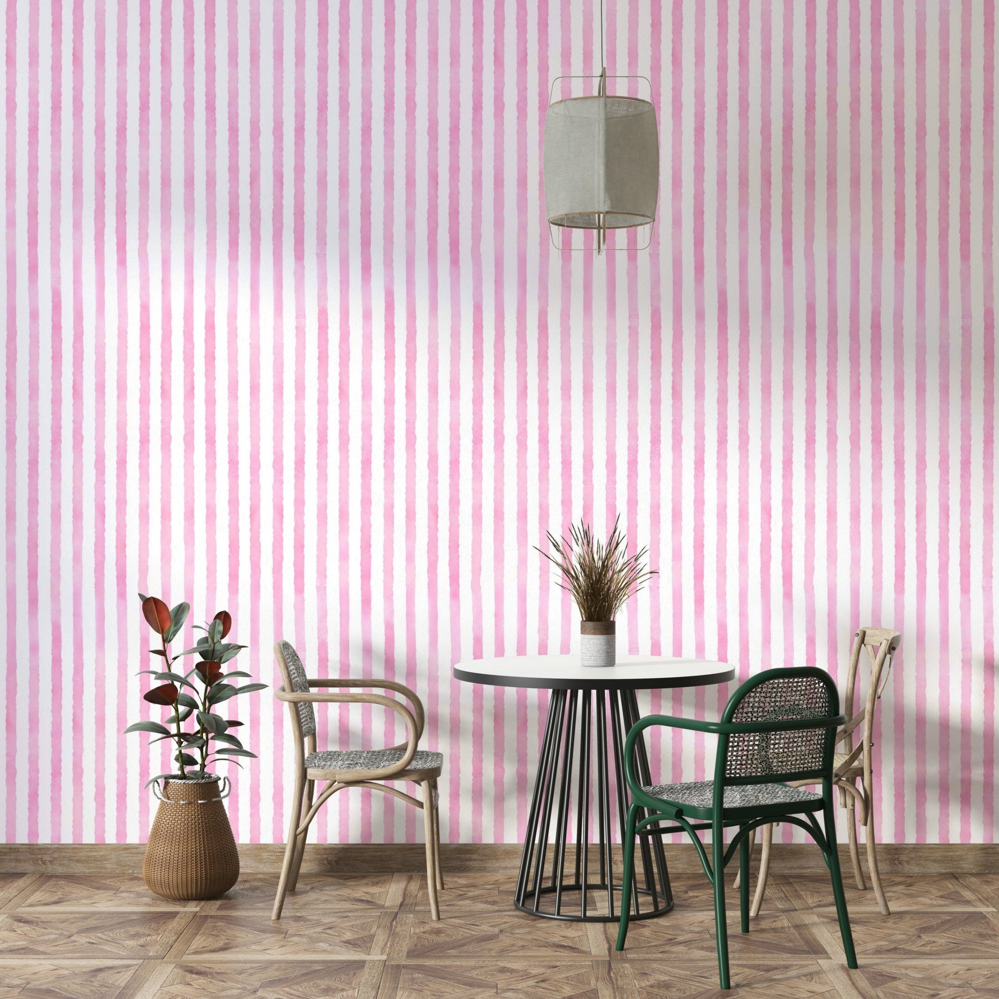 Calm stripe wall mural in soft hues
