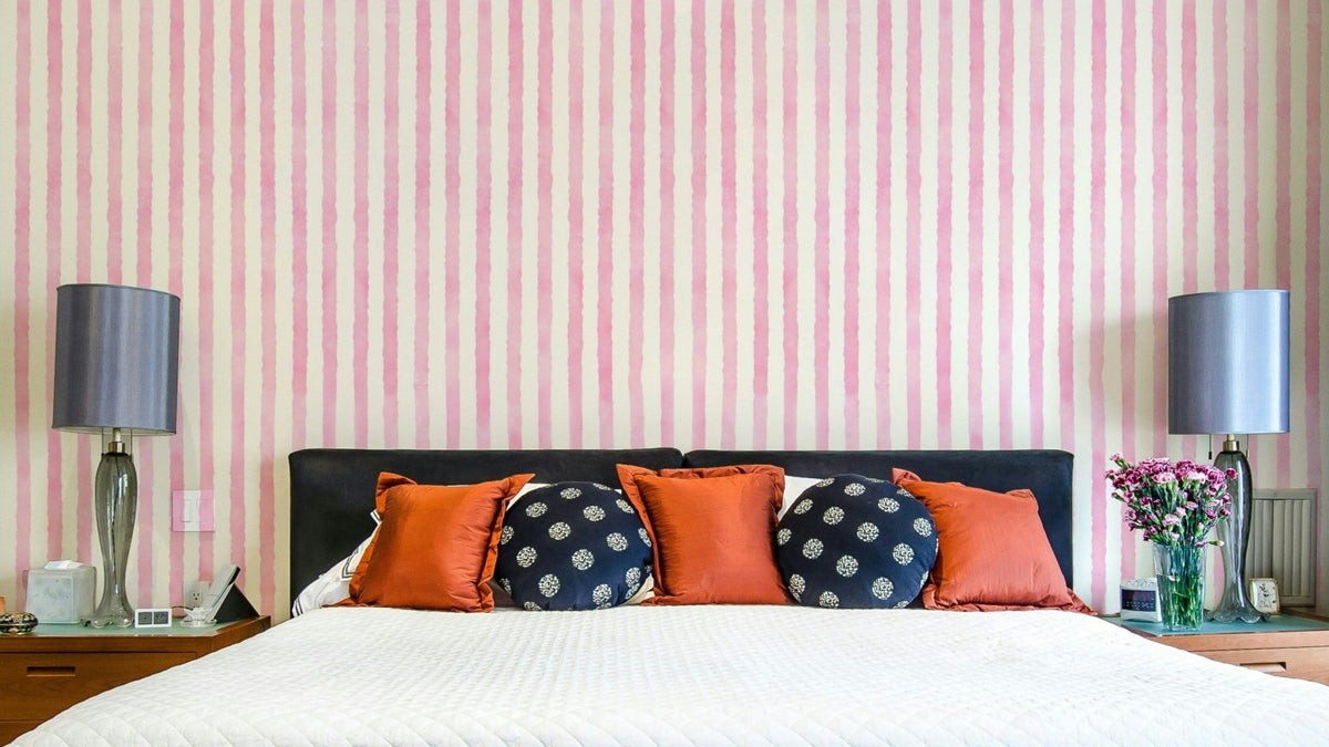 Neutral pink watercolor stripe wallpaper design

