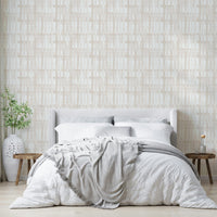 A contemplative neutral tone wallpaper mural for a feature wall.

