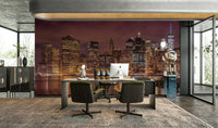 NEW YORK CITY Nightly Impressions Wall Mural with glowing skyline

