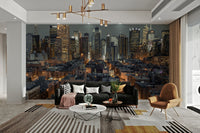 Sleek urban wallpaper in a contemporary room.

