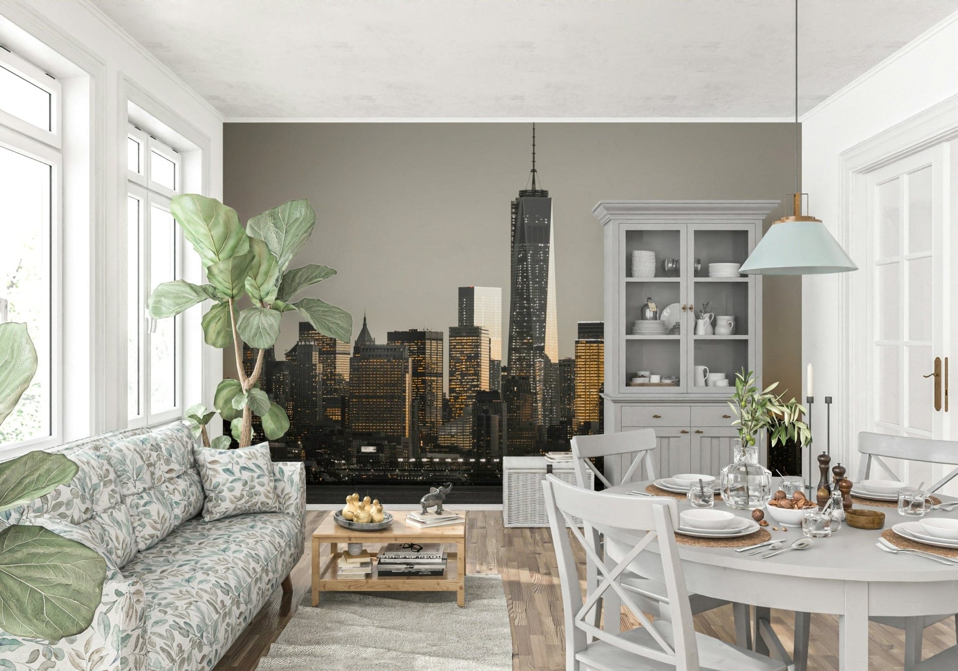 New York Cityscape Glow wallpaper featuring radiant skyscraper brilliance.
