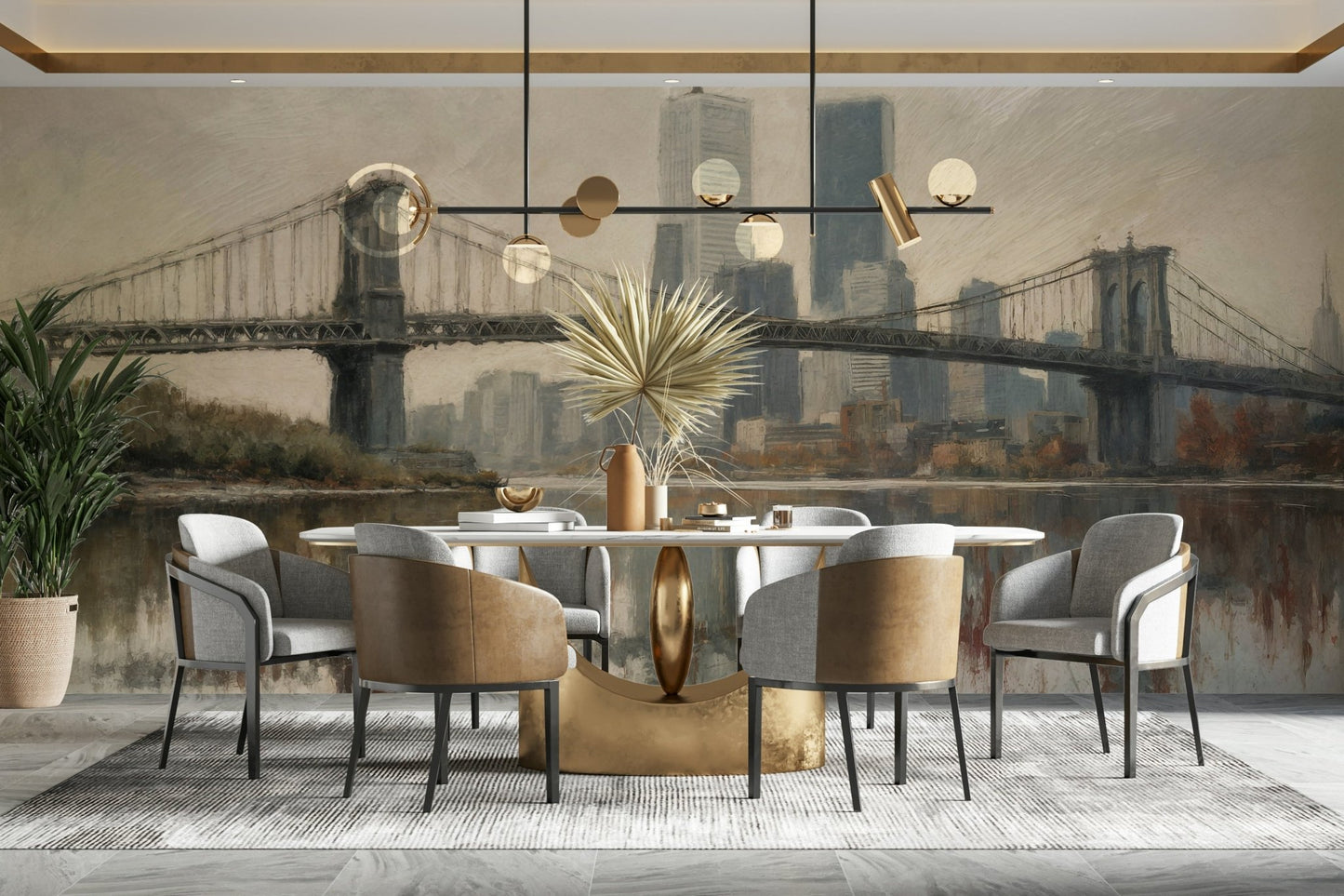 It gives the illusion of a window looking out onto a city view.
