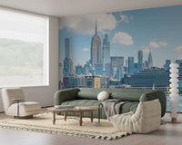 Classic black and white wallpaper for walls features the iconic skyscrapers and dense urban landscape of New York City.
