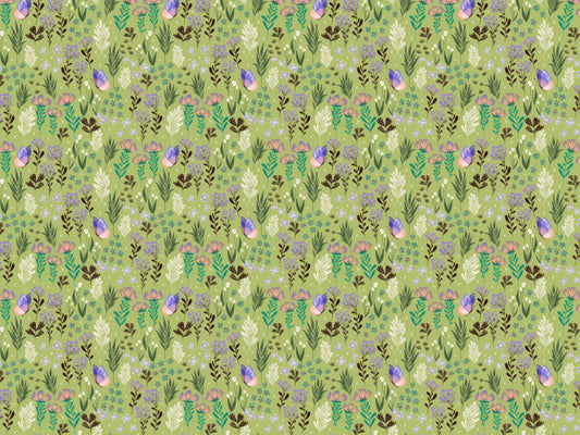 Butterfly Meadow Green Wallpaper