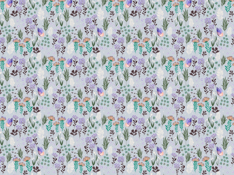 Butterfly Meadow Purple Wallpaper