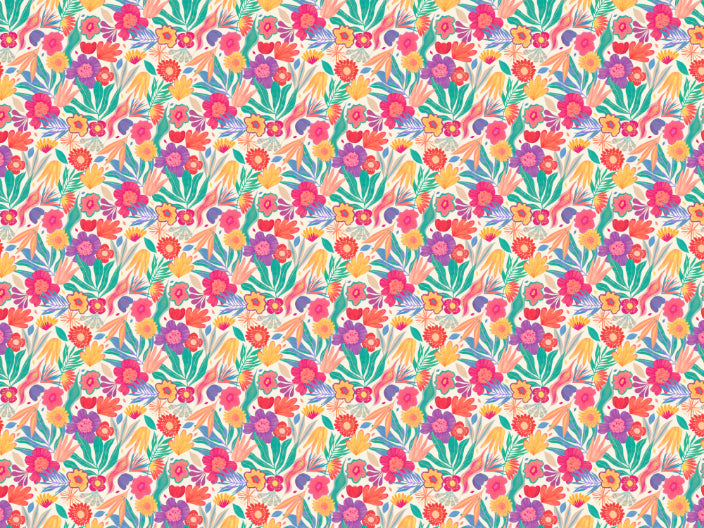 Exotic Blooms Wallpaper Mural in your room — zoomed