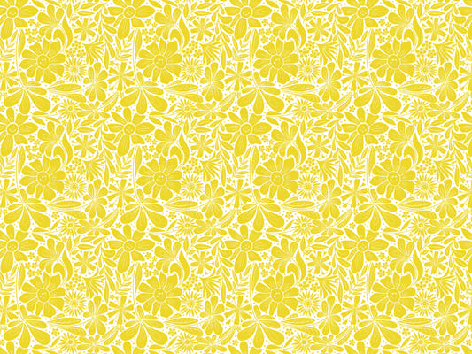 Happy Blooms Yellow Wallpaper