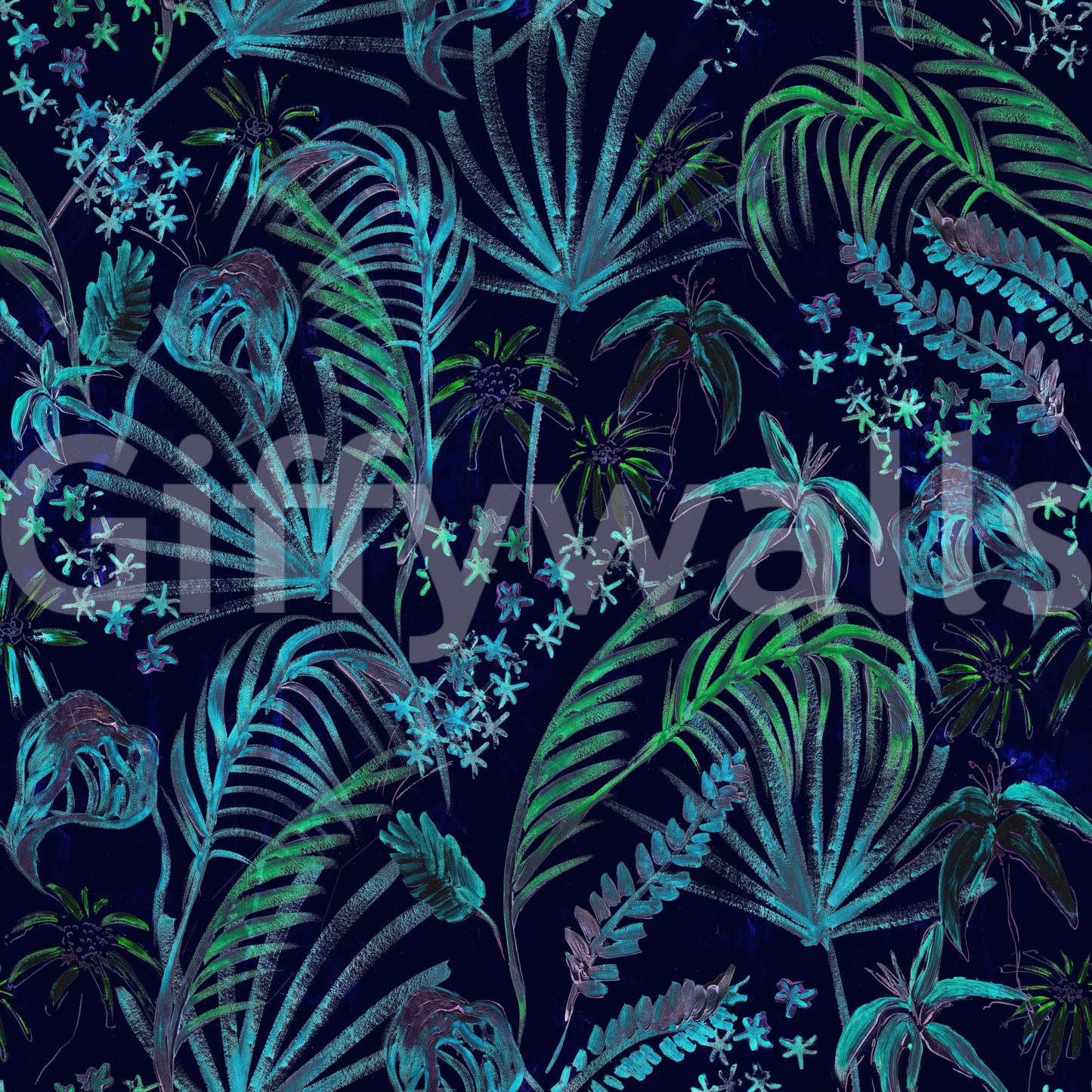 Hand Painted Night Plants nature wallpaper

