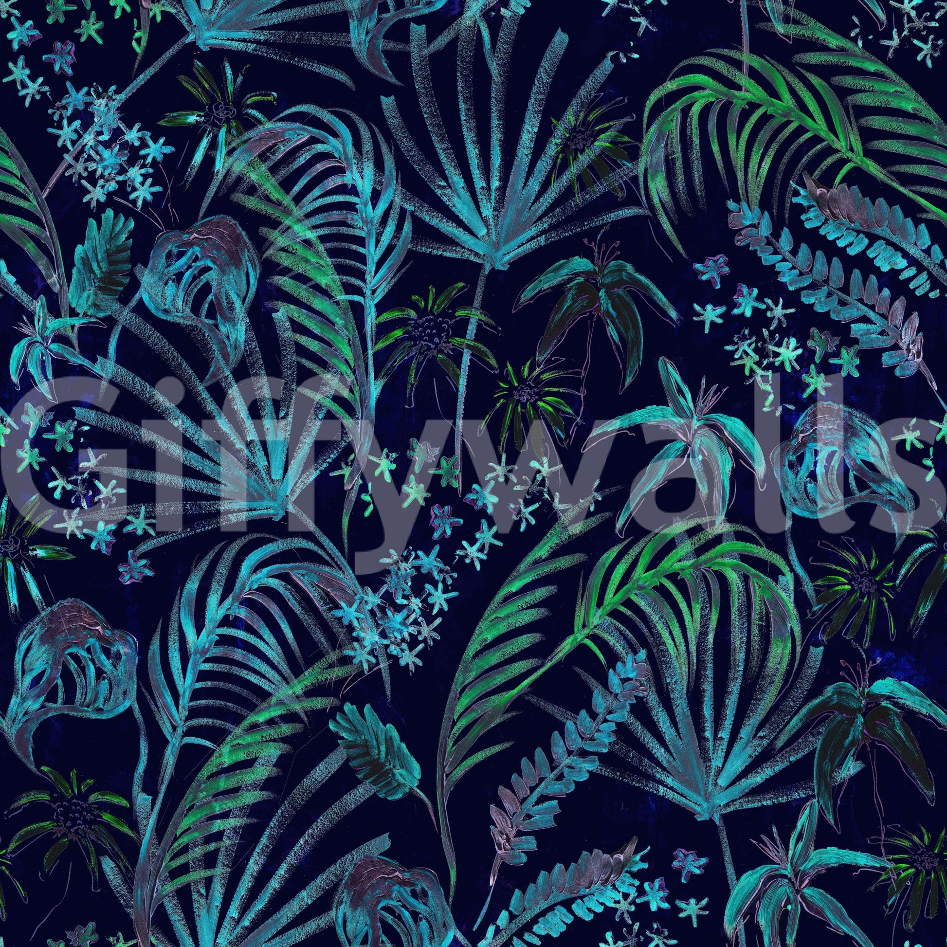 Hand Painted Night Plants nature wallpaper

