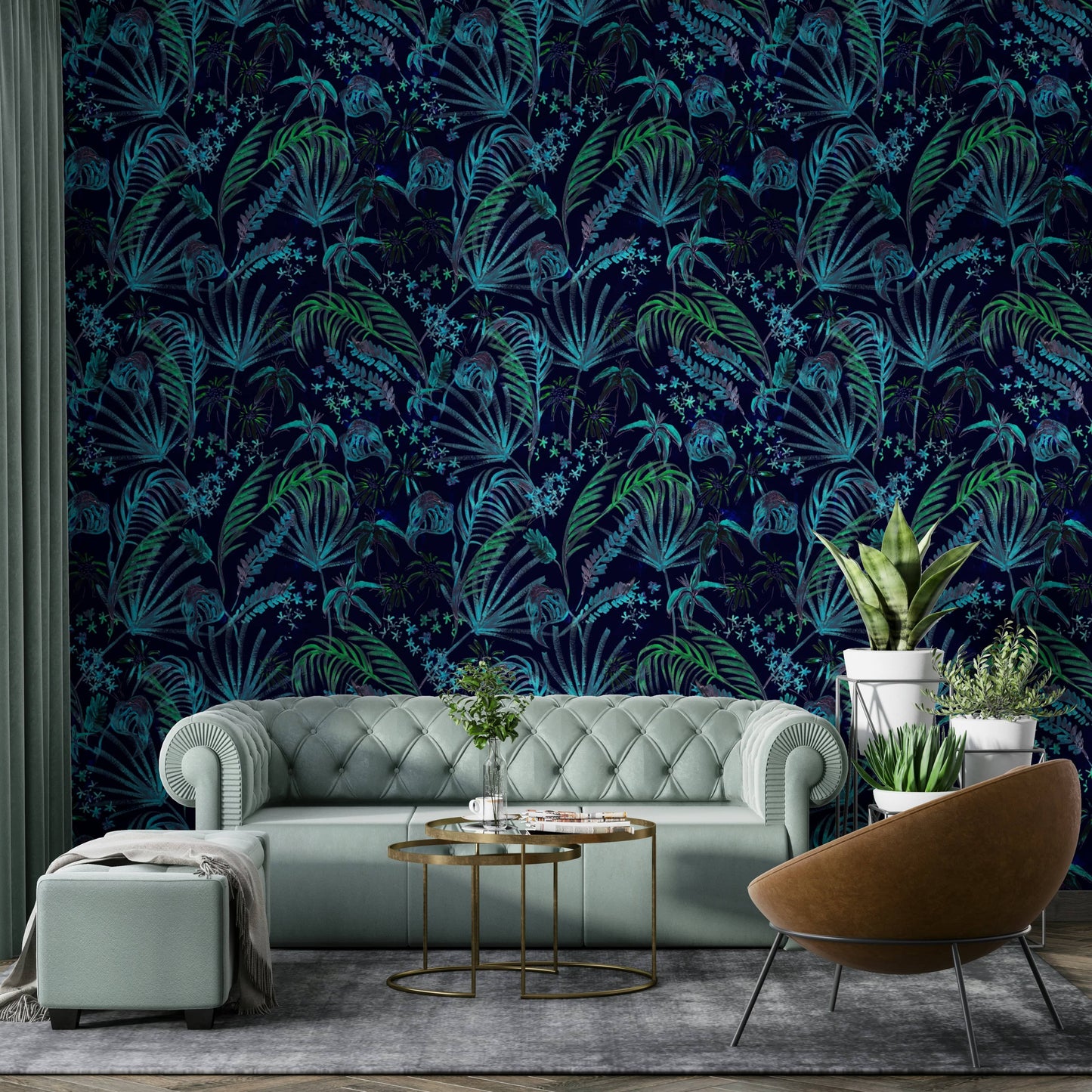 Hand Painted Night Plants serene wallpaper

