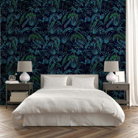 Hand Painted Night Plants natural wallpaper

