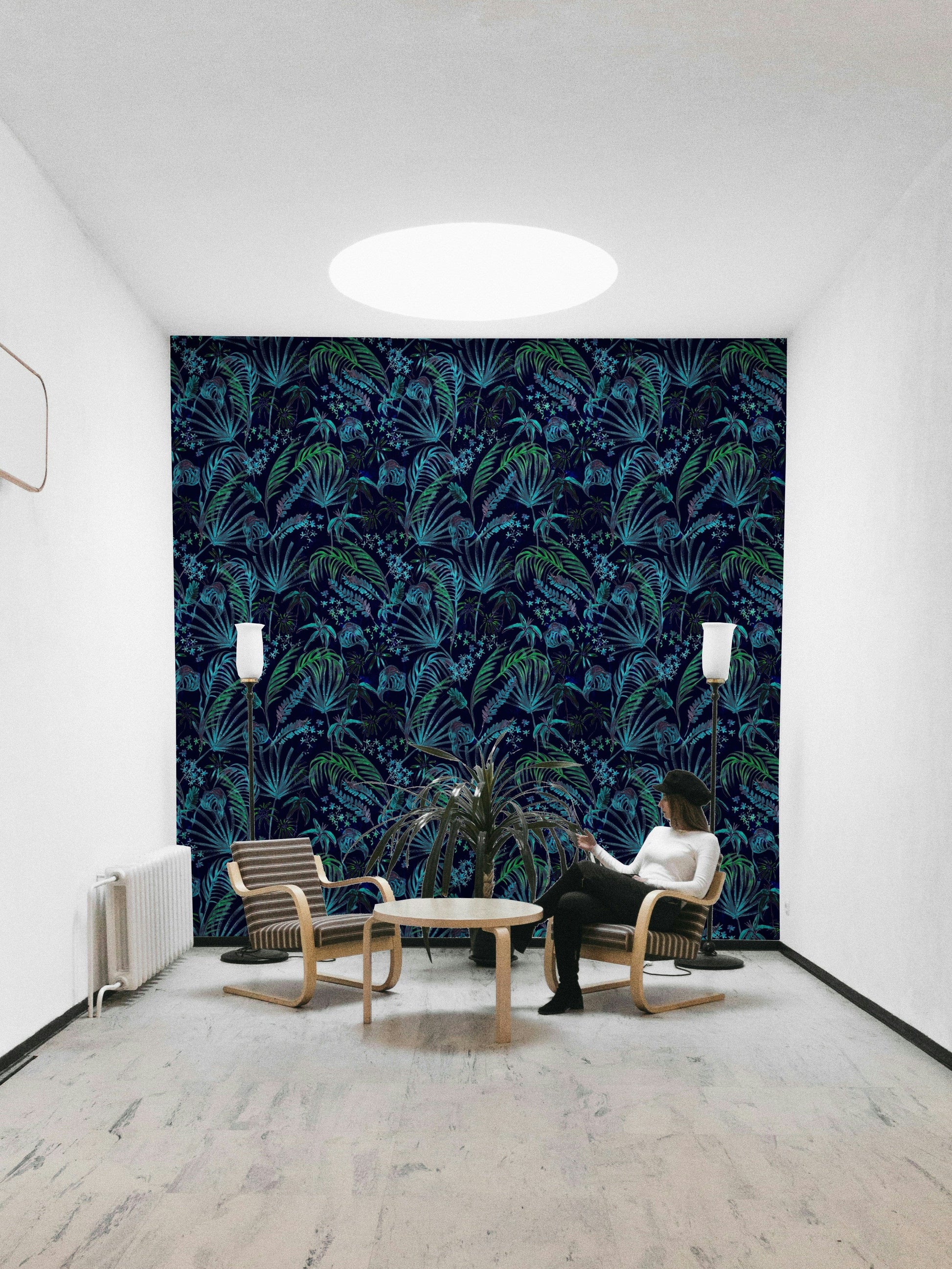 Hand Painted Night Plants elegant wallpaper
