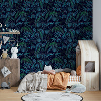 Hand Painted Night Plants foliage wallpaper

