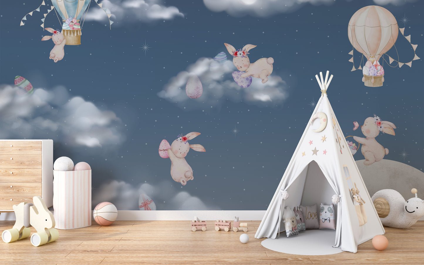 Night Sky Bunny Easter Wall Mural