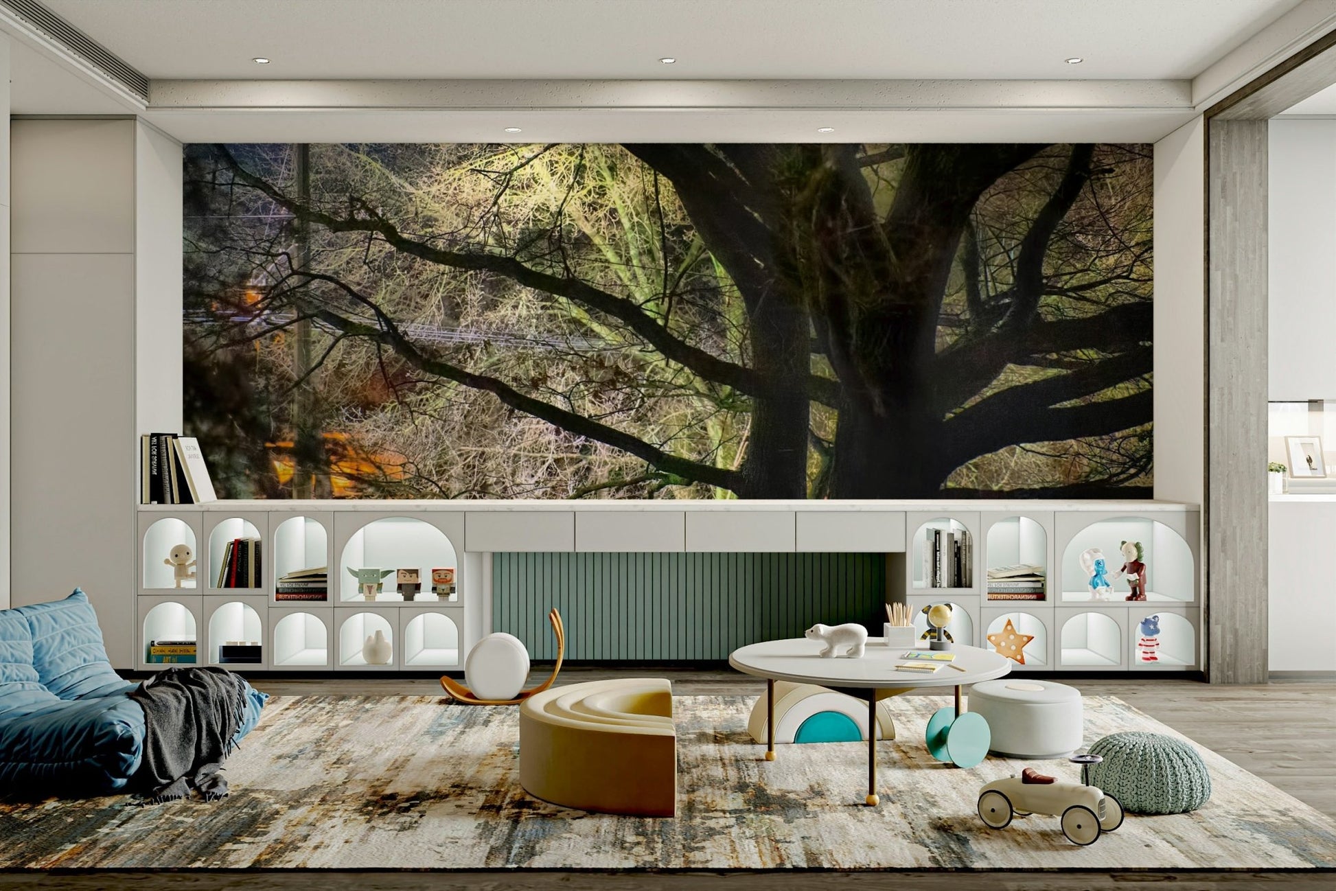 Tree silhouettes against a dark sky.

