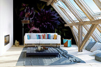 Serene floral wallpaper for living rooms

