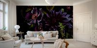 Hand-painted garden wallpaper design

