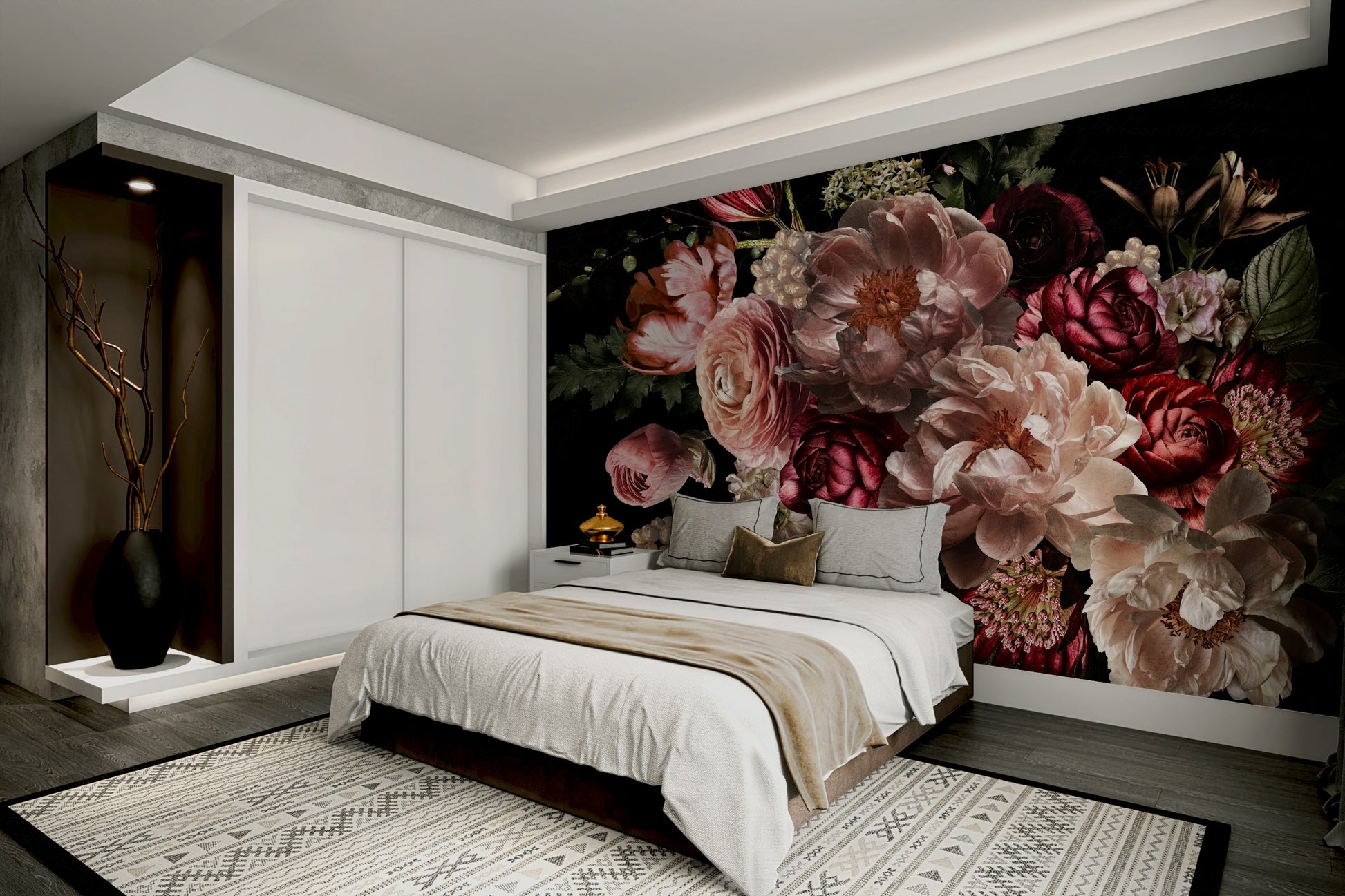 Calming botanical mural wallpaper

