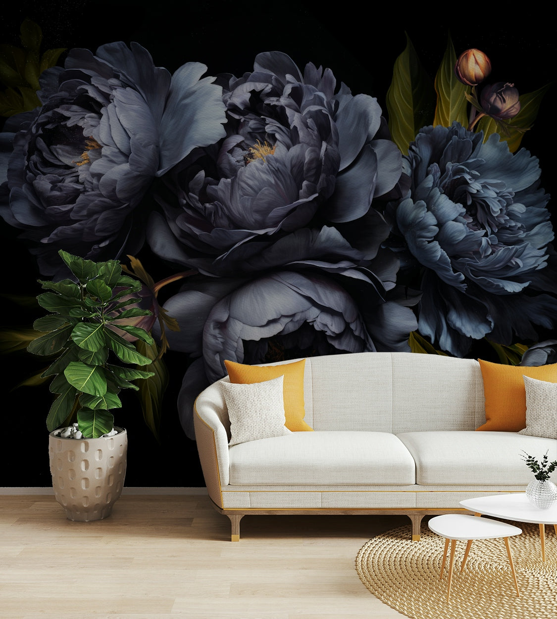 Blue tones wall mural for lounges

