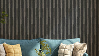 Nocturne stripes wallpaper in deep dark tones

