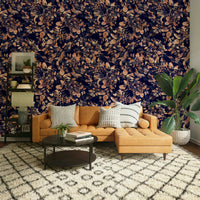 The image features detailed leaves, flowers, and vines.
