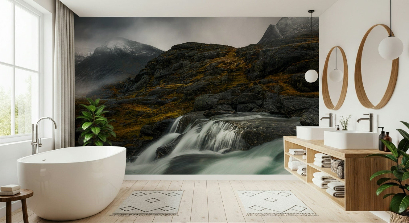 Noir Mountain Flow Wall Mural -2626530