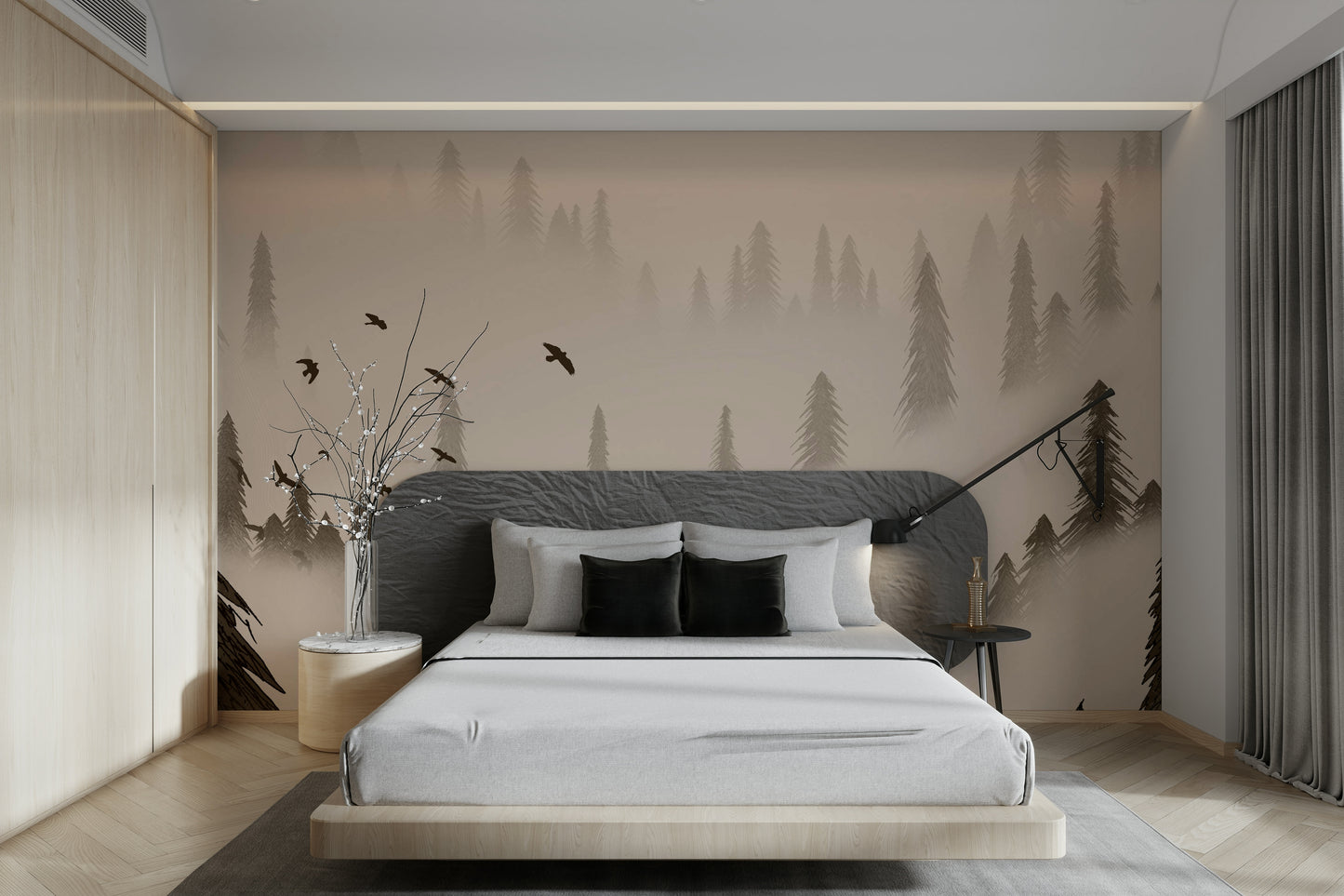 Northern Forest Sepia Wallpaper – Sepia Landscape Design